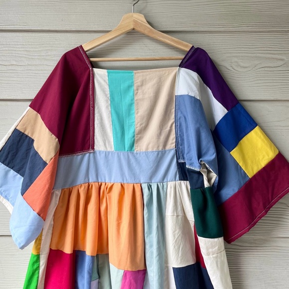 Handmade Quilted Patchwork Colorblock Dress SKU 03073 - Picture 5 of 10